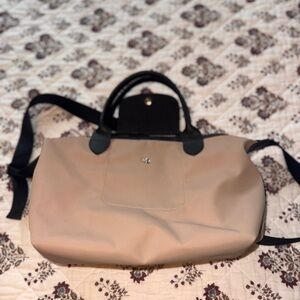 LONGCHAMP Beige pink Women's Tote Bag with Black leather Handles and Strap